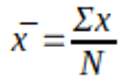 sum of x devided by n
